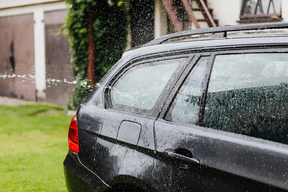 garden sprinkler overspray hitting a parked car in a Cairns suburb