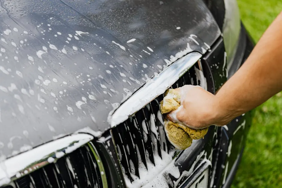 professional detailer hand washing a car during a full detail in Cairns