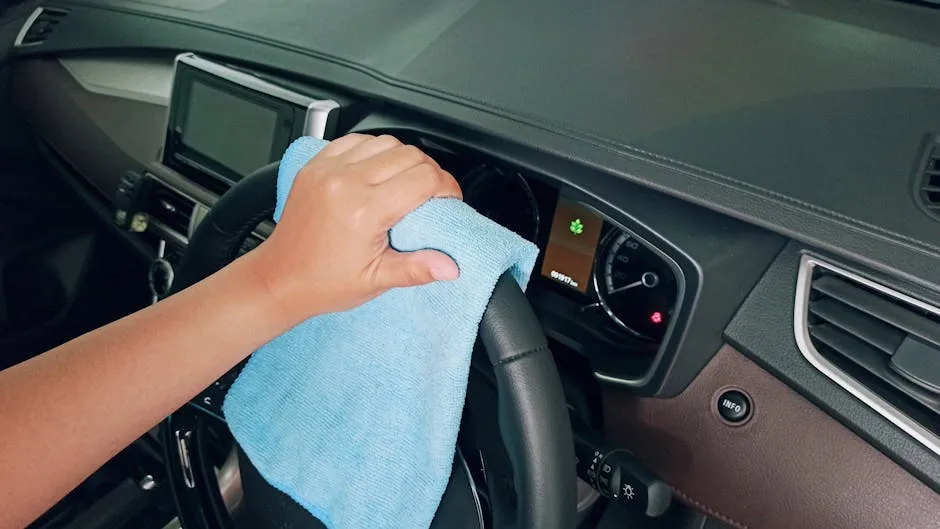 detailer steam cleaning a car interior dashboard during a full detail